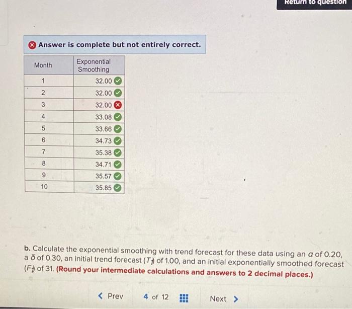 its one question The following table contains the