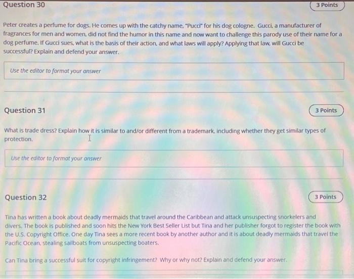 please answer all 3 questions. Question 30 3