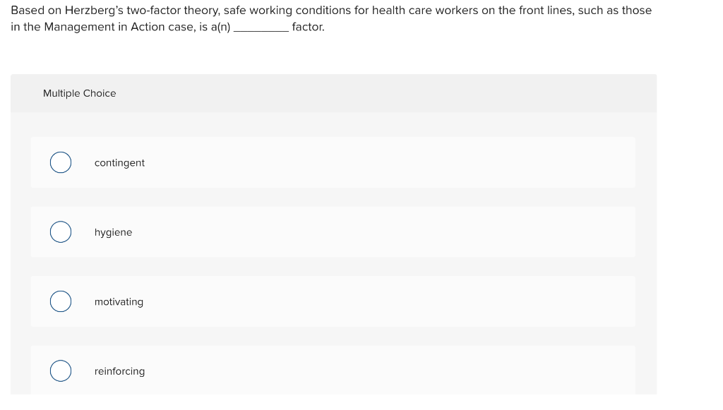 Based on Herzberg's two-factor theory, safe