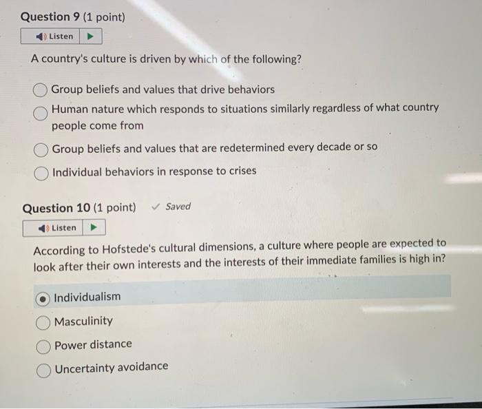 A country's culture is driven by which of the