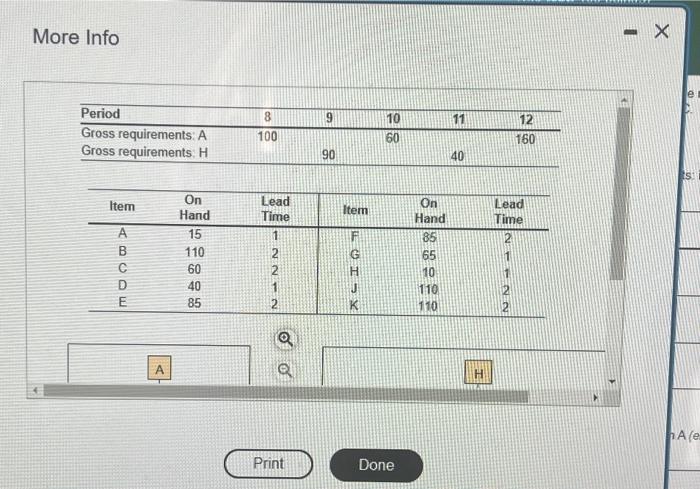 More Info Given the following product structure,