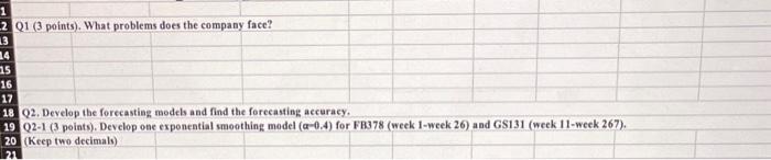 Q1 (3 points). What problems does the company