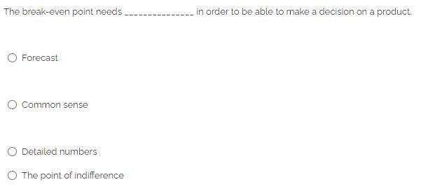 The break-even point needs in order to be able to