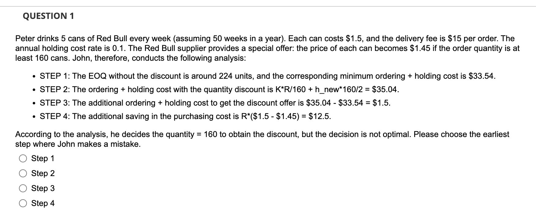 Peter drinks 5 cans of Red Bull every week