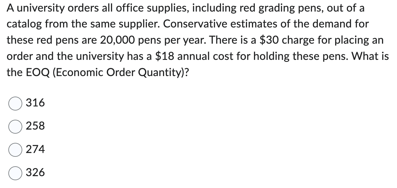 A university orders all office supplies,