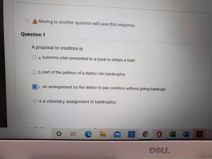 Moving to another question will save this