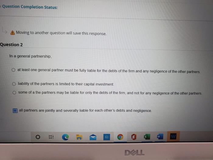 Moving to another question will save this