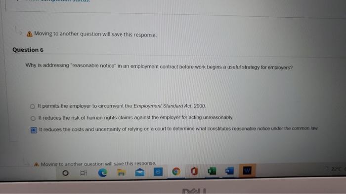 Moving to another question will save this