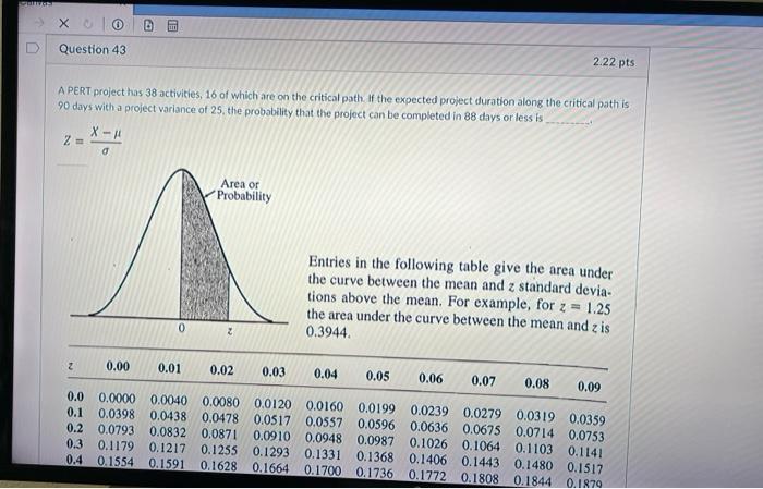Polivas XO B Question 43 A PERT project has 38