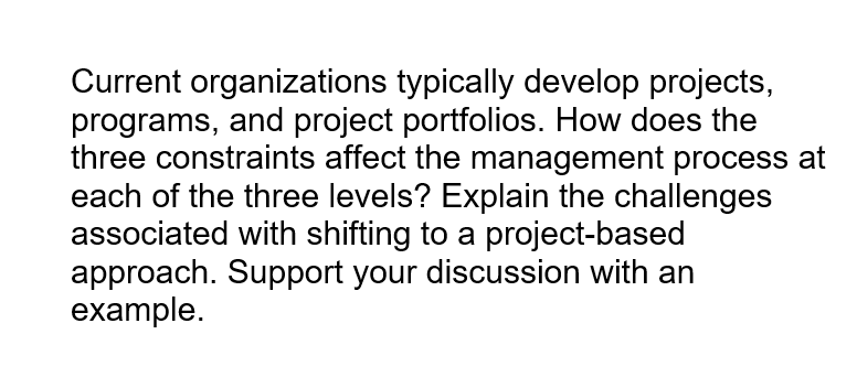 Current organizations typically develop projects,