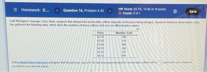 Homework: C... Question 14, Problem 4.45 HW