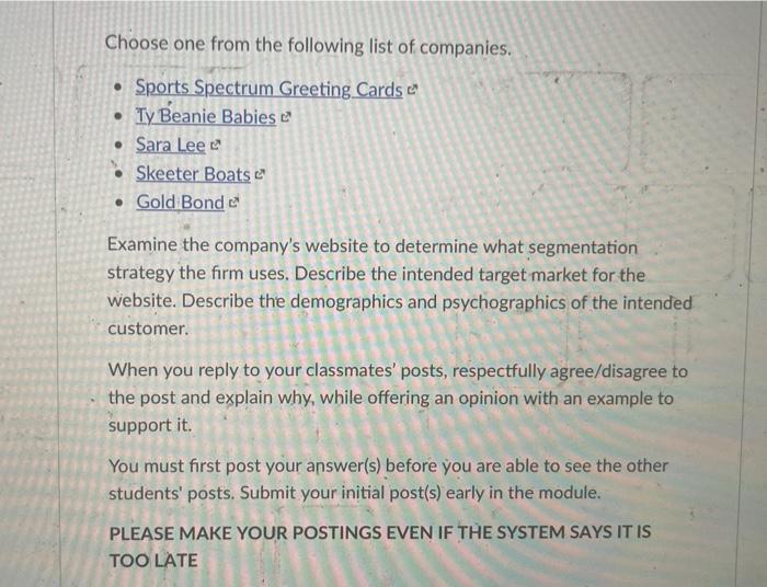 Choose one from the following list of companies.