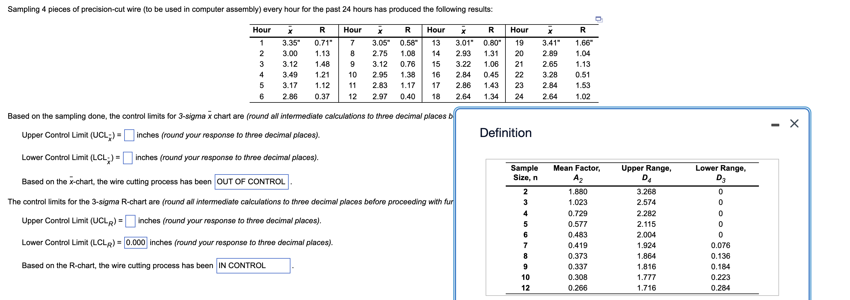 Sampling 4 pieces of precision-cut wire (to be