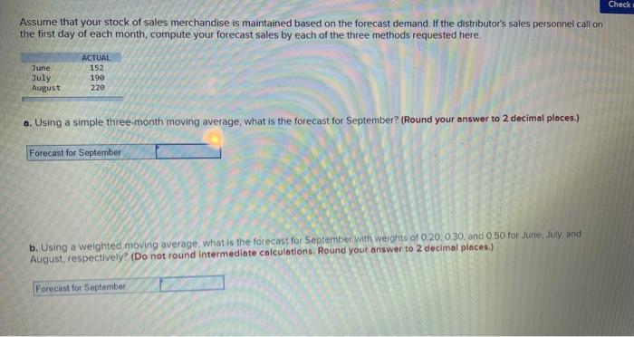 Check Assume that your stock of sales merchandise