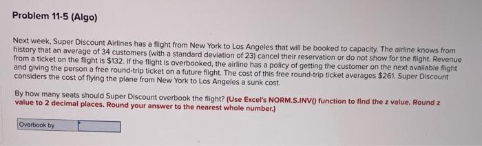 Problem 11-5 (Algo) Next week, Super Discount