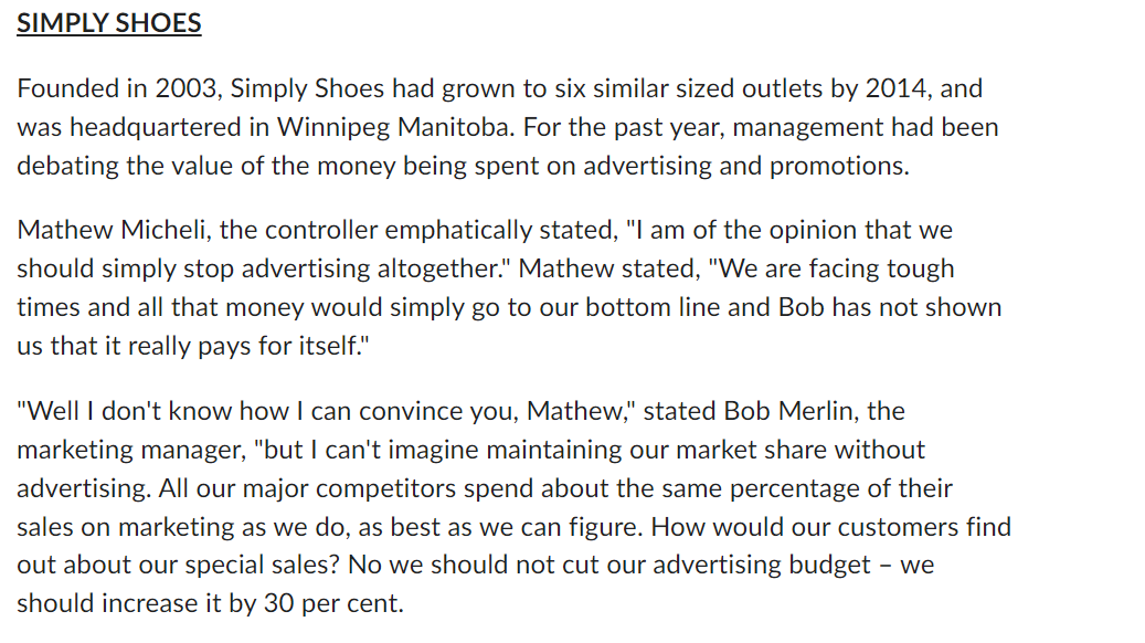 In this section there is a case to read and a