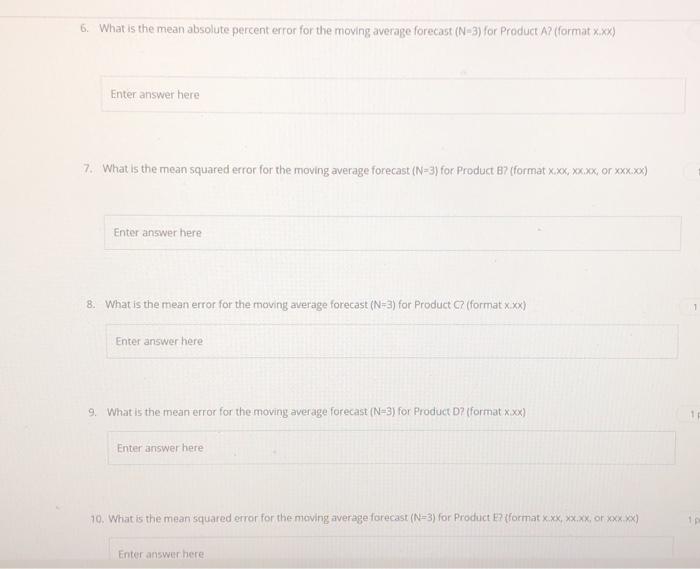 * A1 - Period 10 B D E F 1 Period Product A