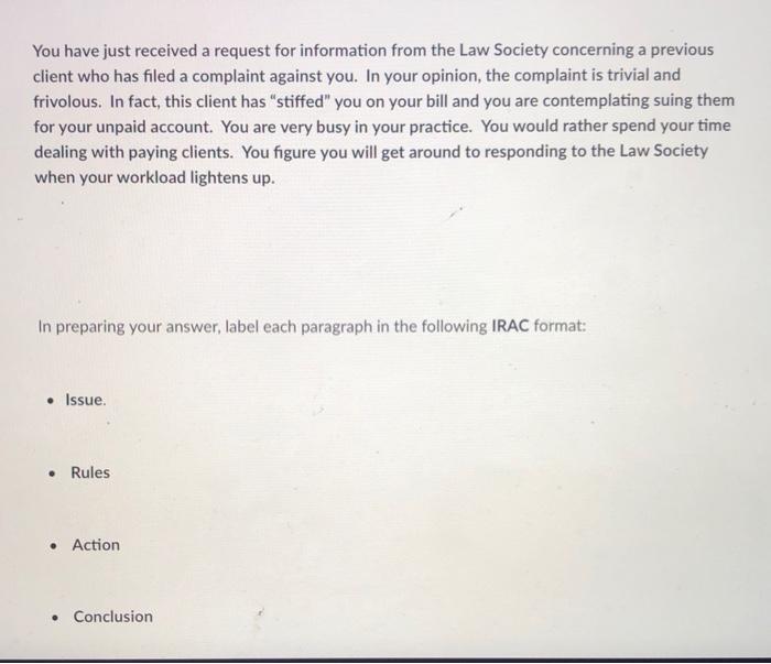 You have just received a request for information