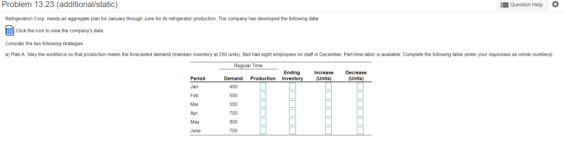 Problem 13.23 (additional/static) Question Help