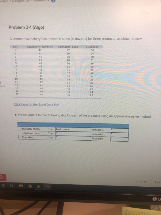 odule Problem 3-1 (Algo) A commercial bakery has