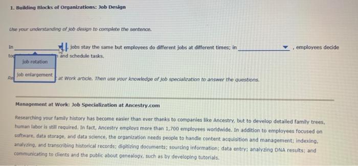 1. Building Blocks of Organizations: Job Design