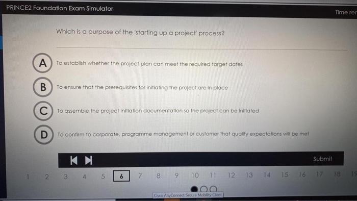 Which is a purpose of the 'starting up a project'