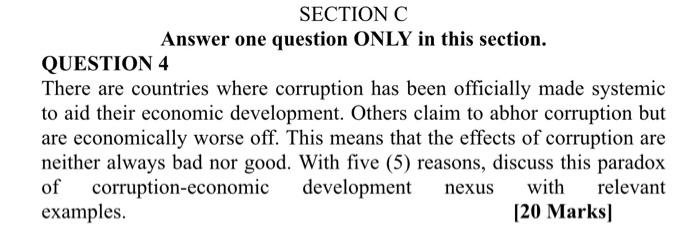 SECTION C Answer one question ONLY in this