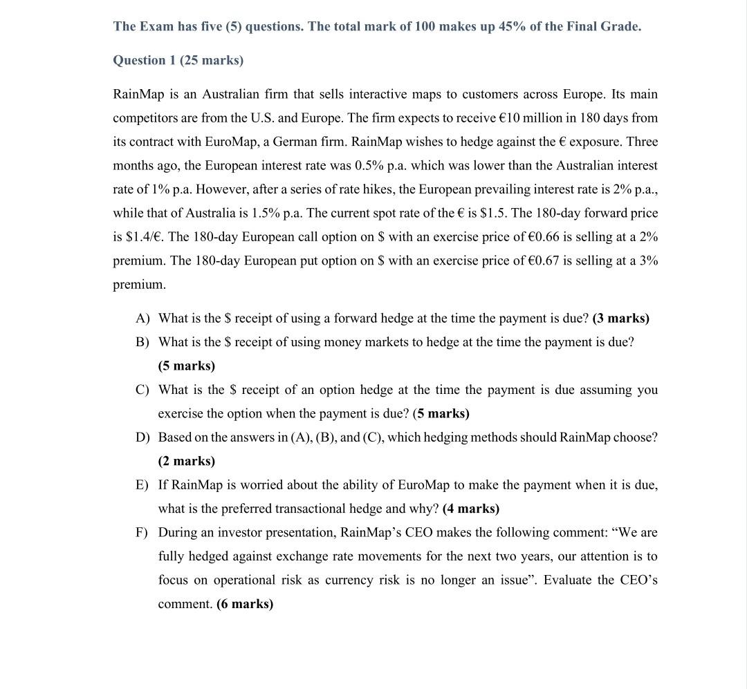 Only do C and D The Exam has five (5) questions.