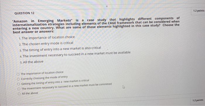 QUESTION 11 In the article "Globalization in the