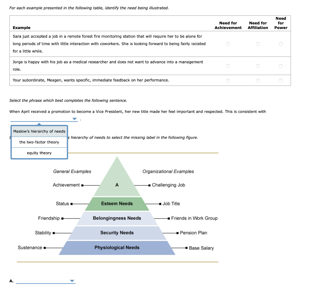 For each example presented in the following