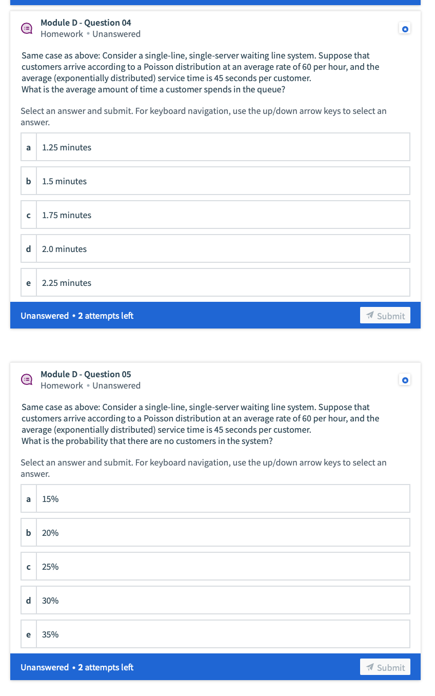 Module D - Question 02 Homework. Unanswered Same