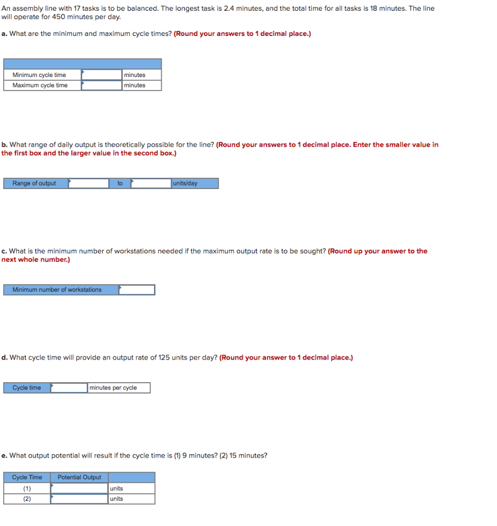 I need help on problem b-e. (A) is Minimum of 18