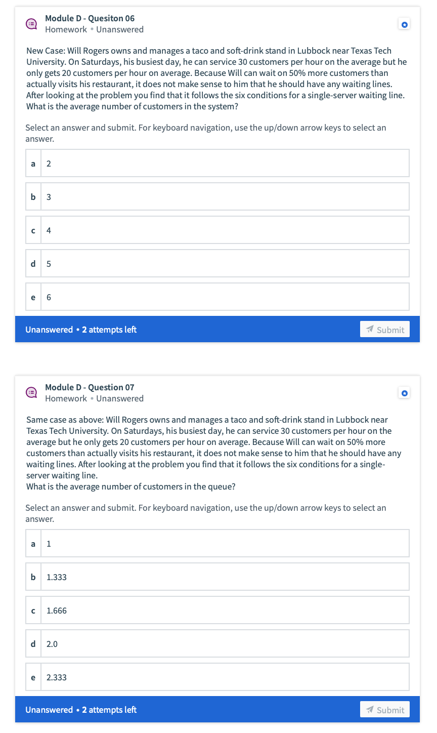 Module D - Question 02 Homework. Unanswered Same