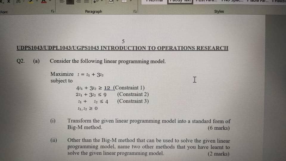 operation research big m method ans in hurry 2