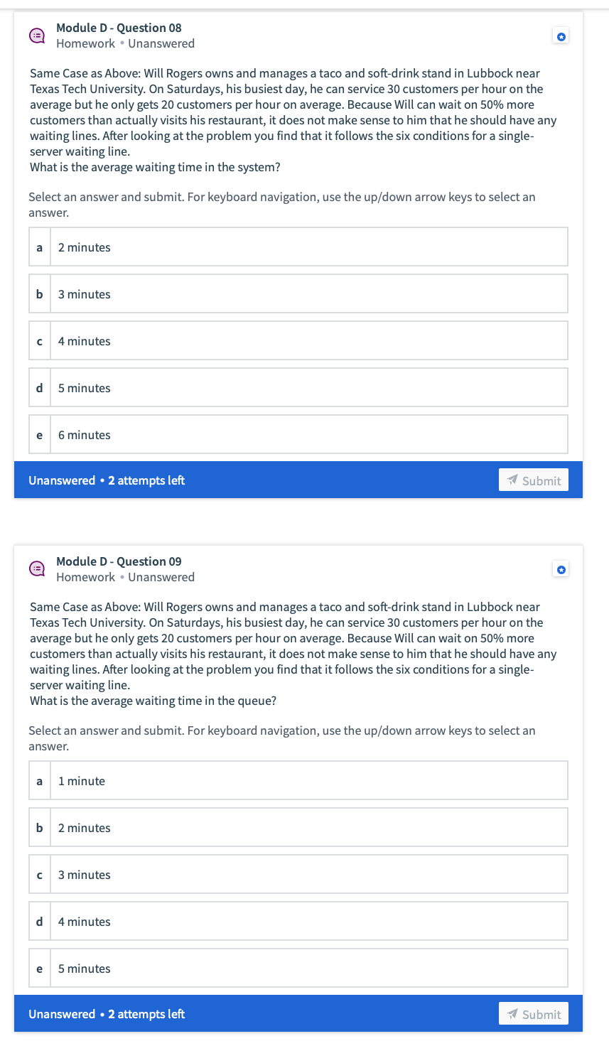 Module D - Question 02 Homework. Unanswered Same