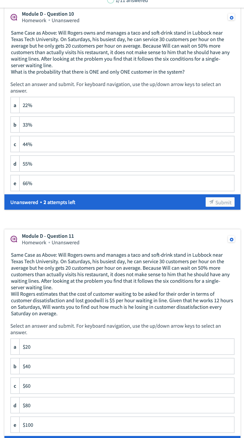 Module D - Question 02 Homework. Unanswered Same