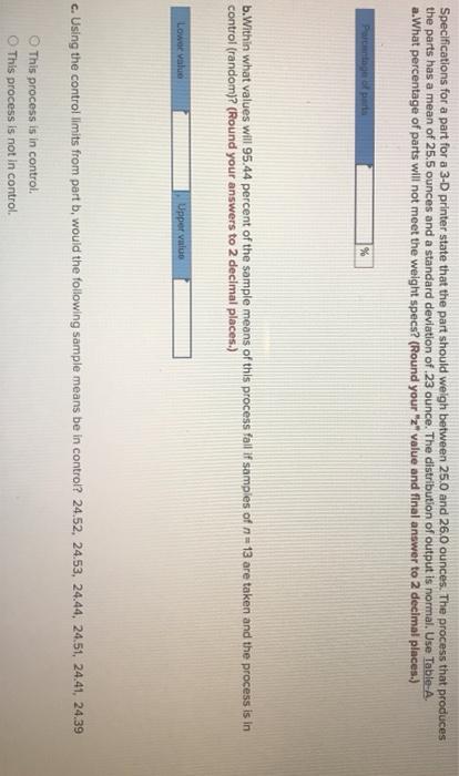 thank you Specifications for a part for a 3-D