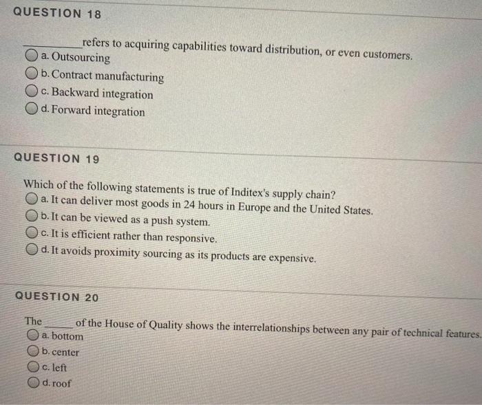 QUESTION 18 refers to acquiring capabilities