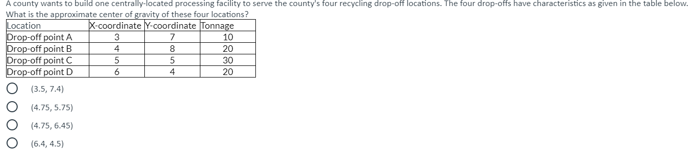 A county wants to build one centrally located