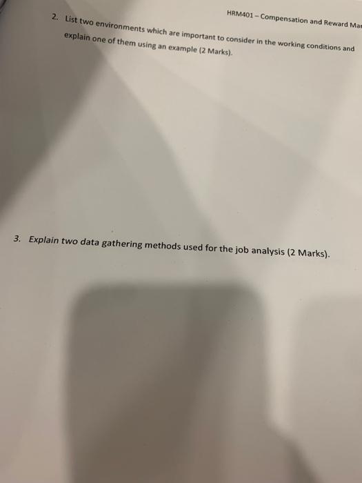 2. List two environments which are important to