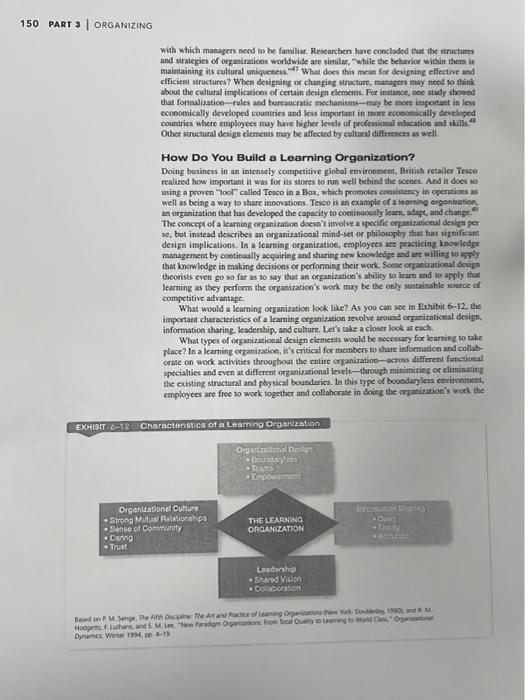 Questions: 1- Define the learning organization?