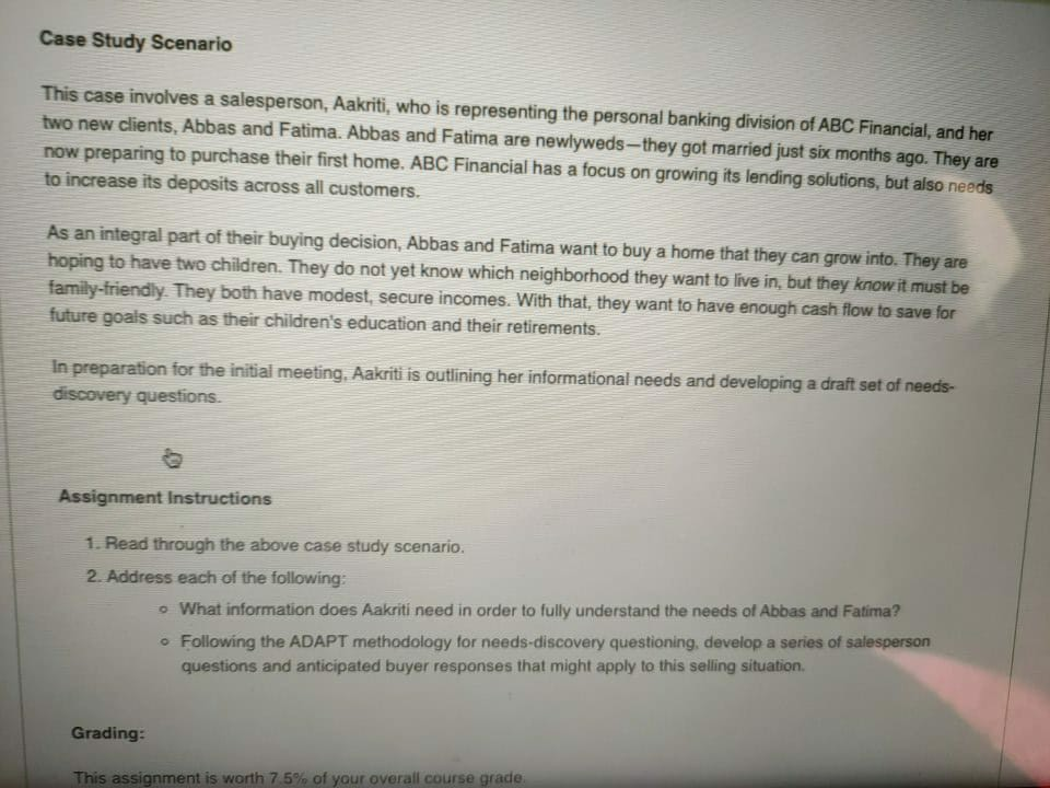 Case Study Scenario This case involves a