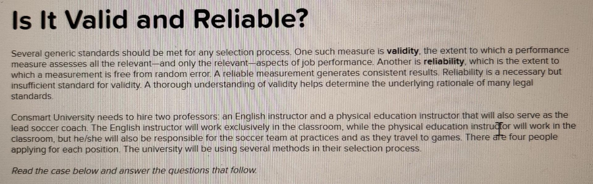 Is It Valid and Reliable? Several generic