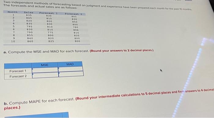 HELP! a-c! Two independent methods of forecasting