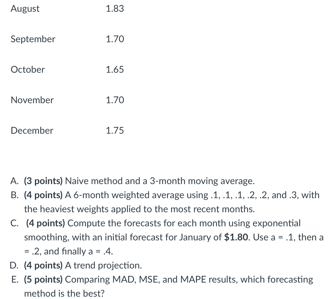 Answer using Excel*** Brown's, a local bakery, is