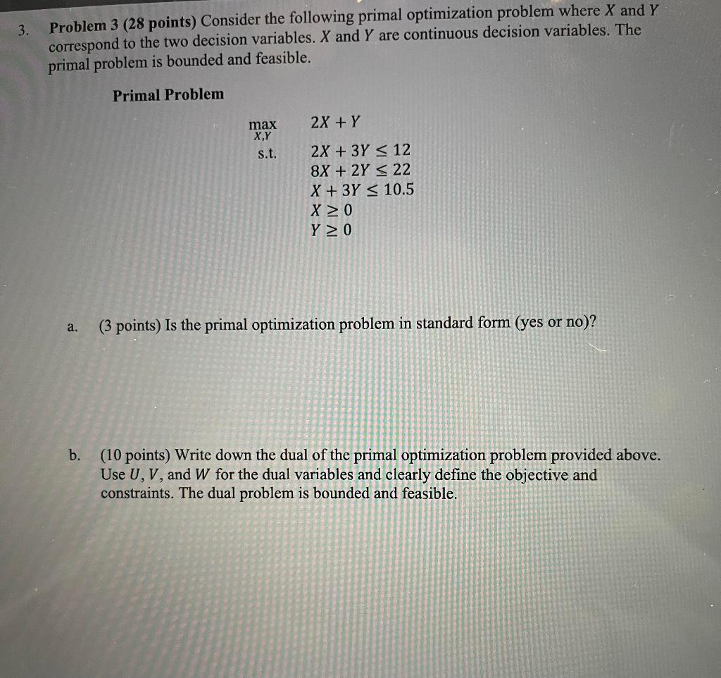 Problem 3 (28 points) Consider the following