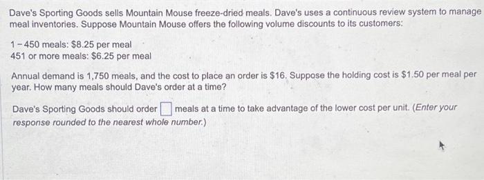 Dave's Sporting Goods sells Mountain Mouse