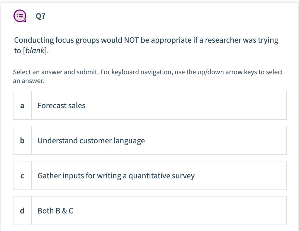 Conducting focus groups would NOT be appropriate