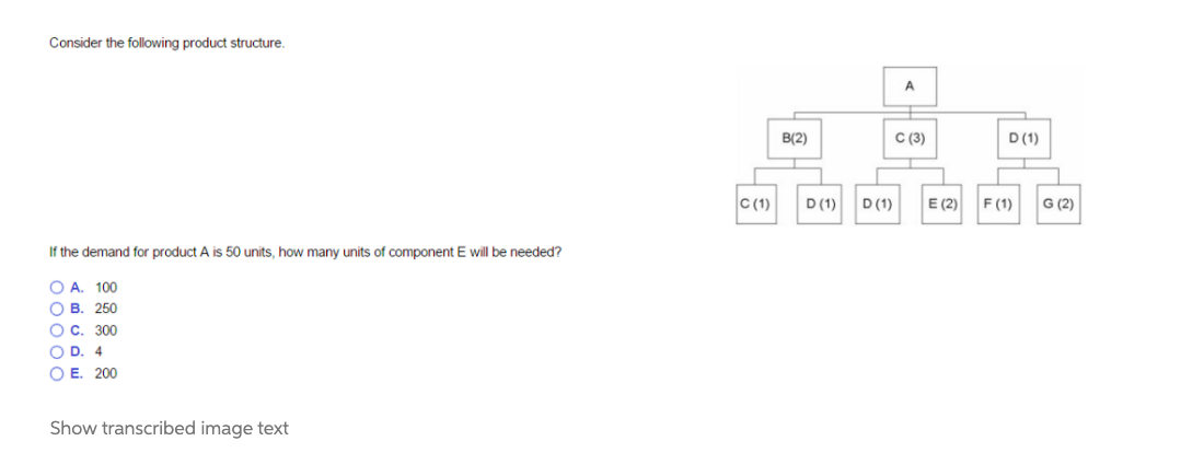 Consider the following product structure. B(2) C