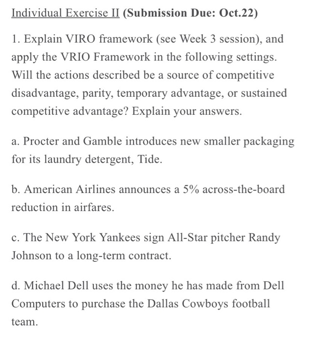 Individual Exercise II (Submission Due: Oct.22)